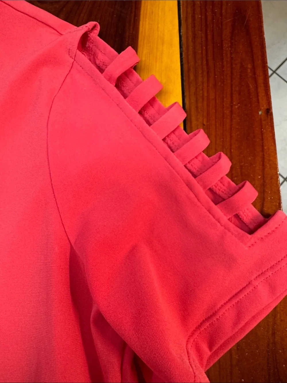 Michael Kors Hot Pink Short Sleeve Ladder-Sleeve Tee